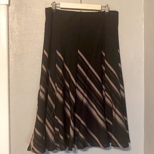 Marks & Spencer mid length navy and tan striped skirt size 14 UK